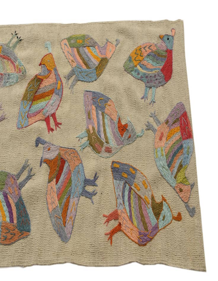 Detail image of  2' 5 x 9' 5  Hand Woven Kilim Suzani Wool Runner Rug