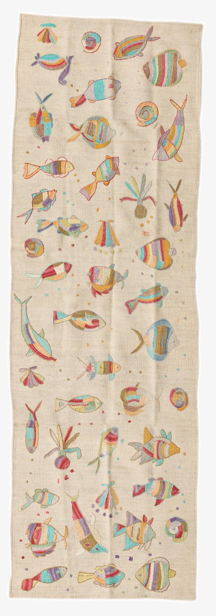  2' 5 x 7' 8  Hand Woven Kilim Suzani Wool Runner Rug