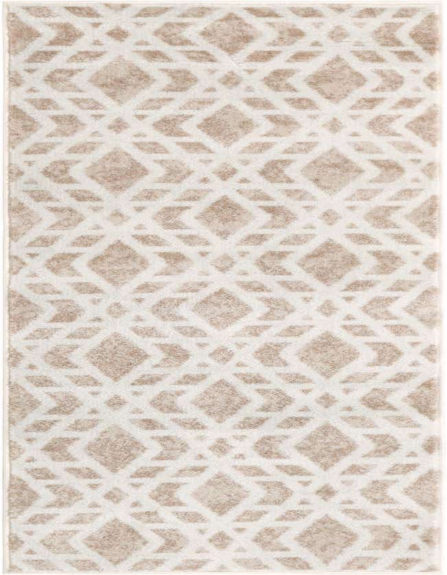 A 6 ft runner rug featuring a modern trellis pattern in ivory and cream tones, ideal for a hallway.