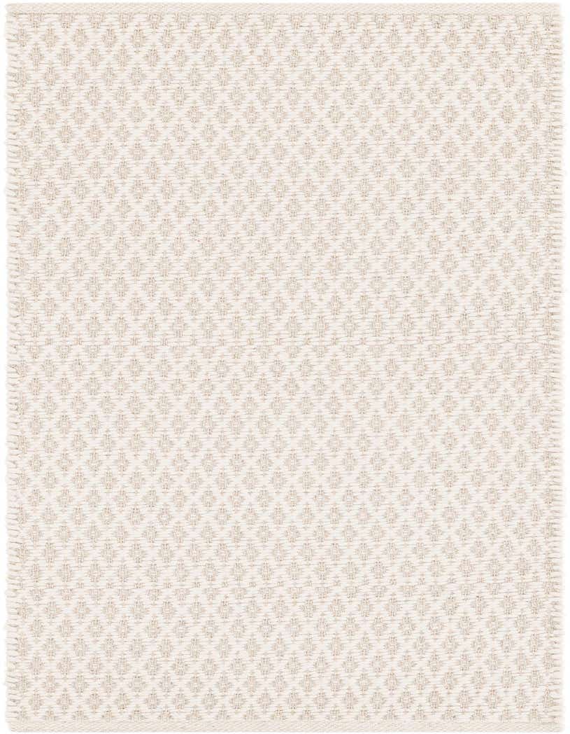 A 5 ft runner rug in ivory and cream with a modern lattice pattern, perfect for a hallway.