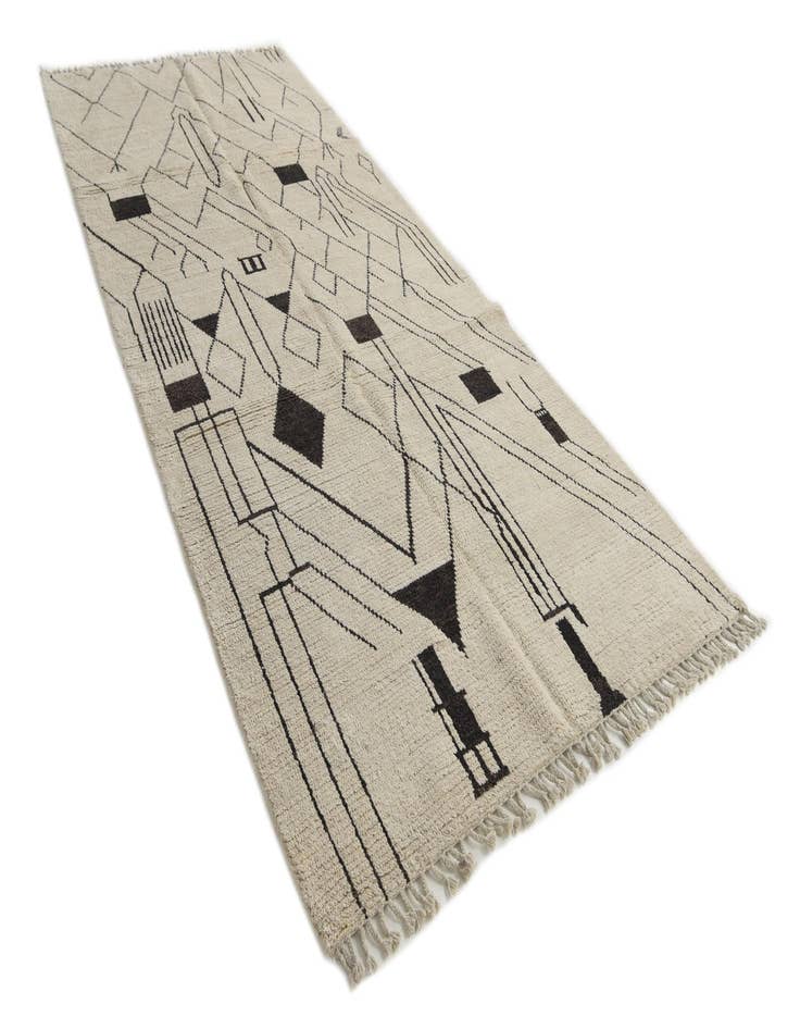 Detail image of  5' 2 x 12' 2  Hand Knotted Moroccan Wool Runner Rug