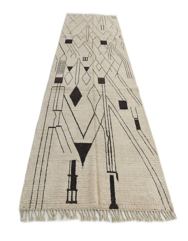 Detail image of  5' 2 x 12' 2  Hand Knotted Moroccan Wool Runner Rug