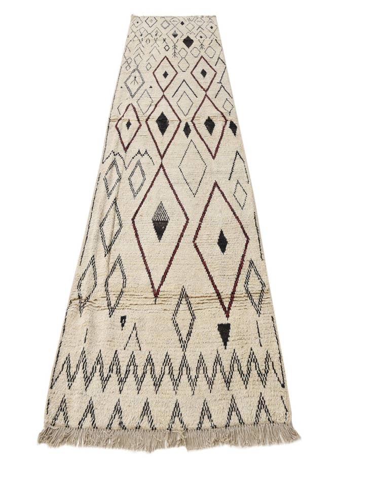 Detail image of  4' 2 x 12'  Hand Knotted Moroccan Wool Runner Rug