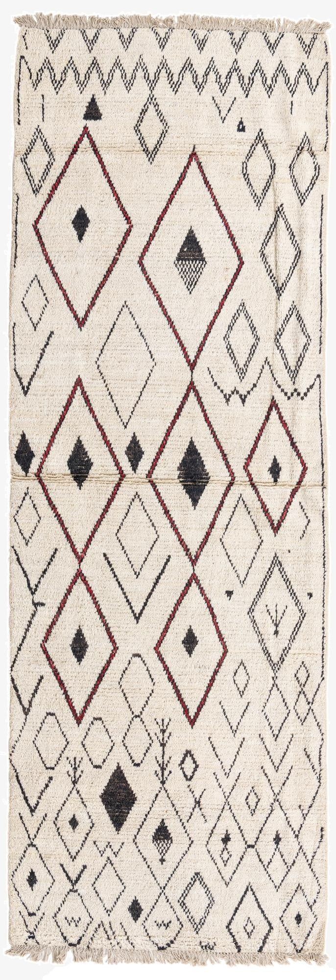  4' 2 x 12'  Hand Knotted Moroccan Wool Runner Rug