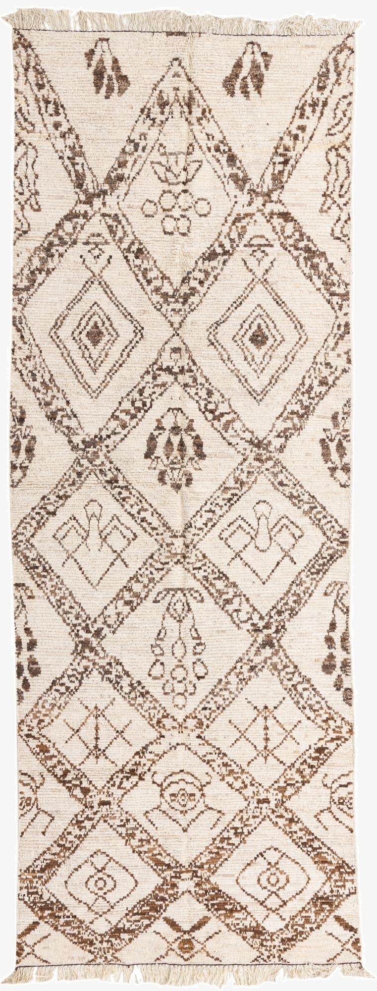  4' 11 x 13' 7  Hand Knotted Moroccan Wool Runner Rug
