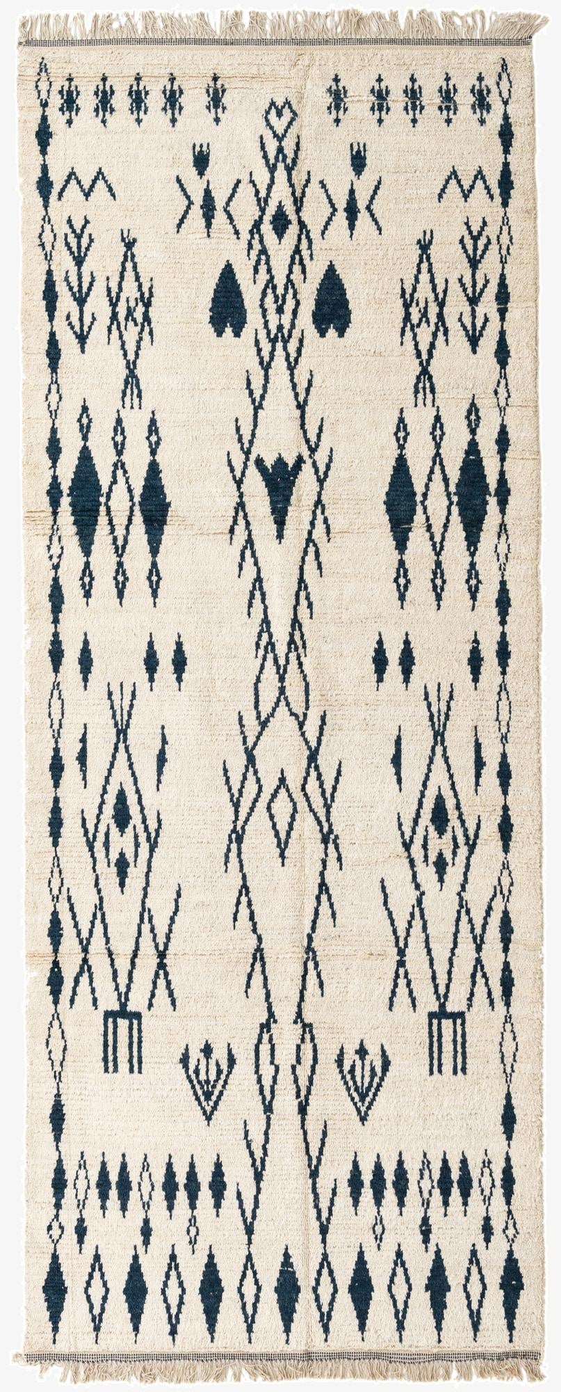  5' x 12' 8  Hand Knotted Moroccan Wool Runner Rug
