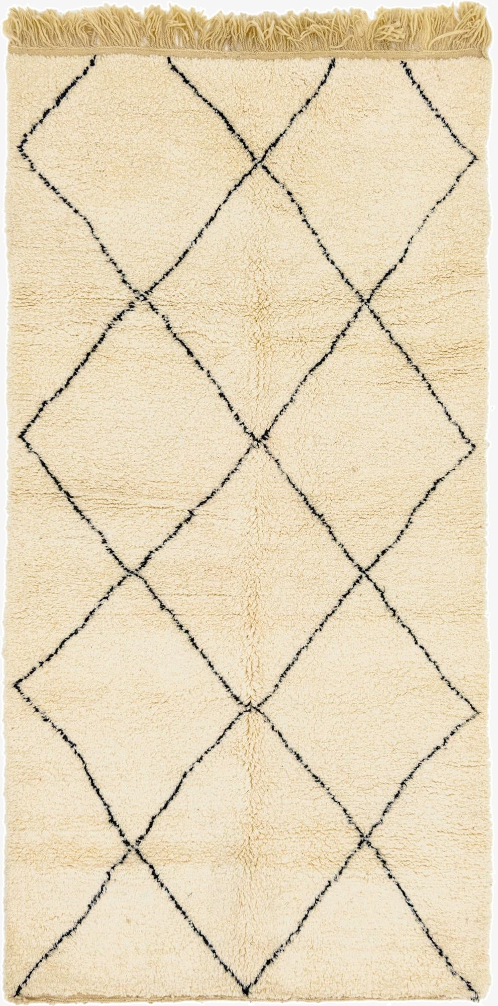  4' 6 x 8' 7  Hand Knotted Moroccan Wool Runner Rug
