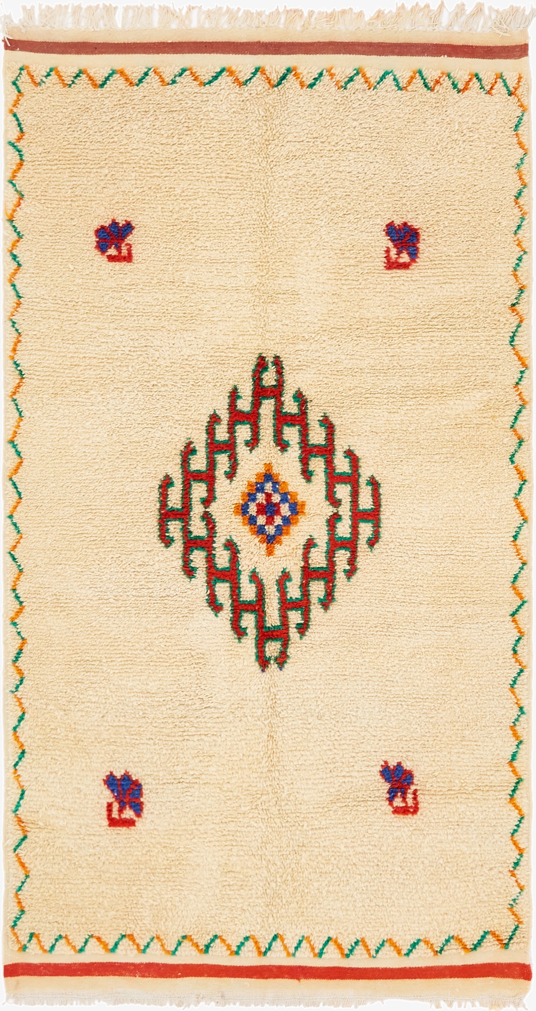 4' 6 x 8' 2  Hand Knotted Moroccan Wool Runner Rug