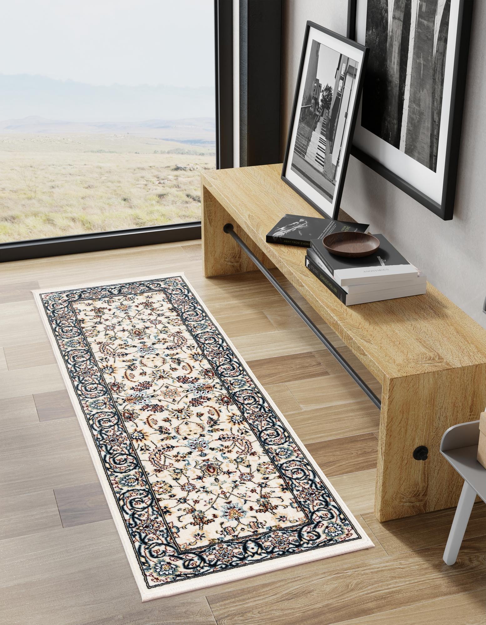 Ivory 2' x 8' Nain Design Runner Rug | Rugs.com