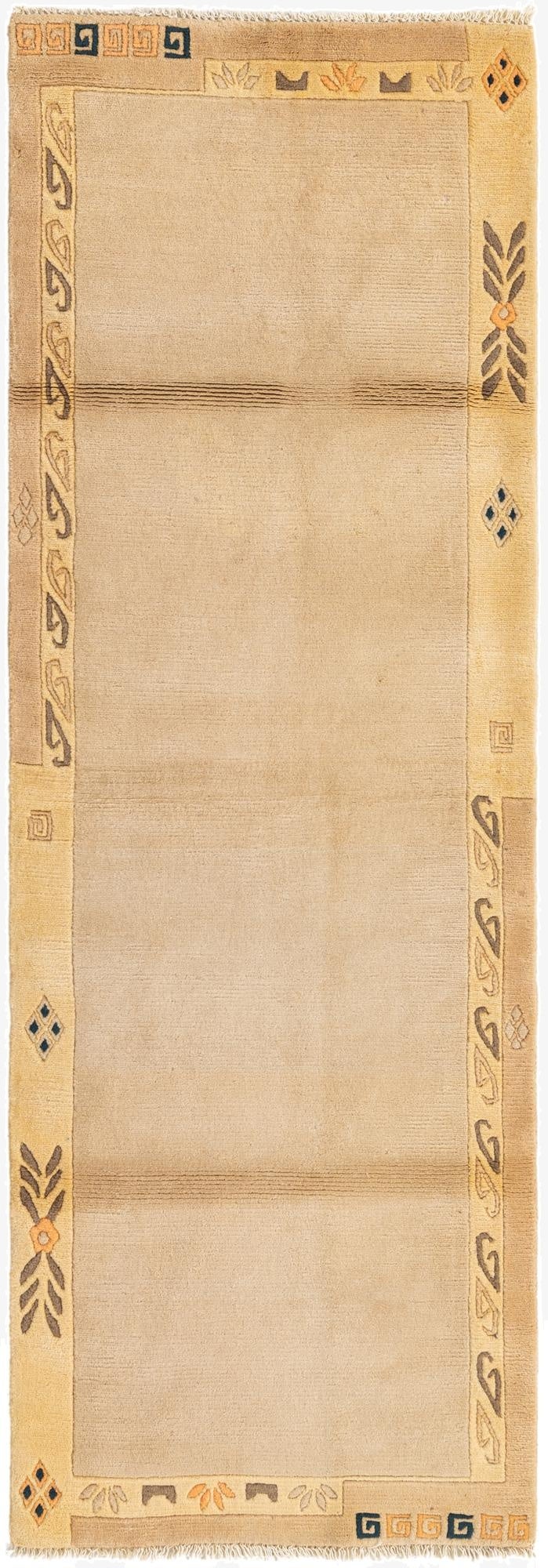  2' 9 x 7' 10  Hand Knotted Nepal Wool Runner Rug