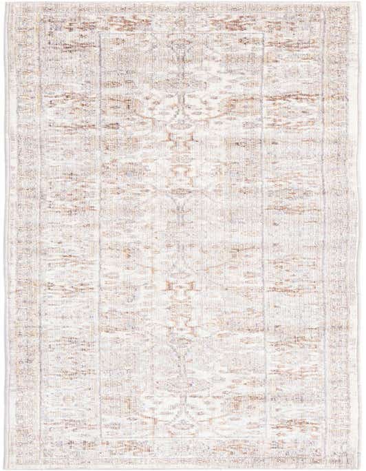 An 8 ft runner rug in ivory and cream with a subtle, distressed traditional pattern, perfect for a hallway.