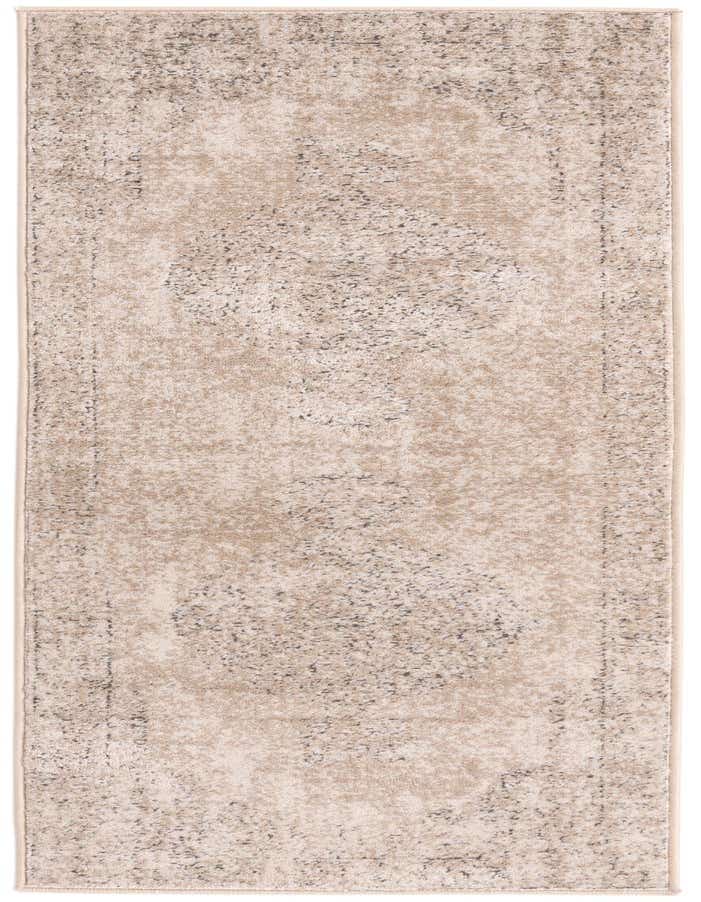 A 6 ft runner rug from the Rugs.com Oregon collection, featuring a distressed ivory and cream medallion pattern, ideal for hallways.