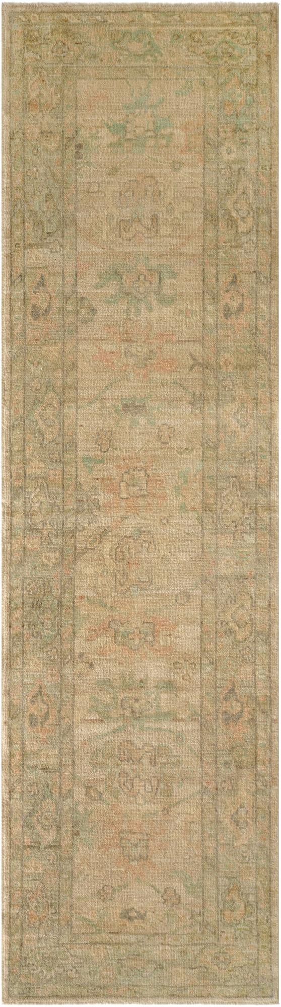  2' 9 x 9' 9  Hand Knotted Oushak Wool Runner Rug