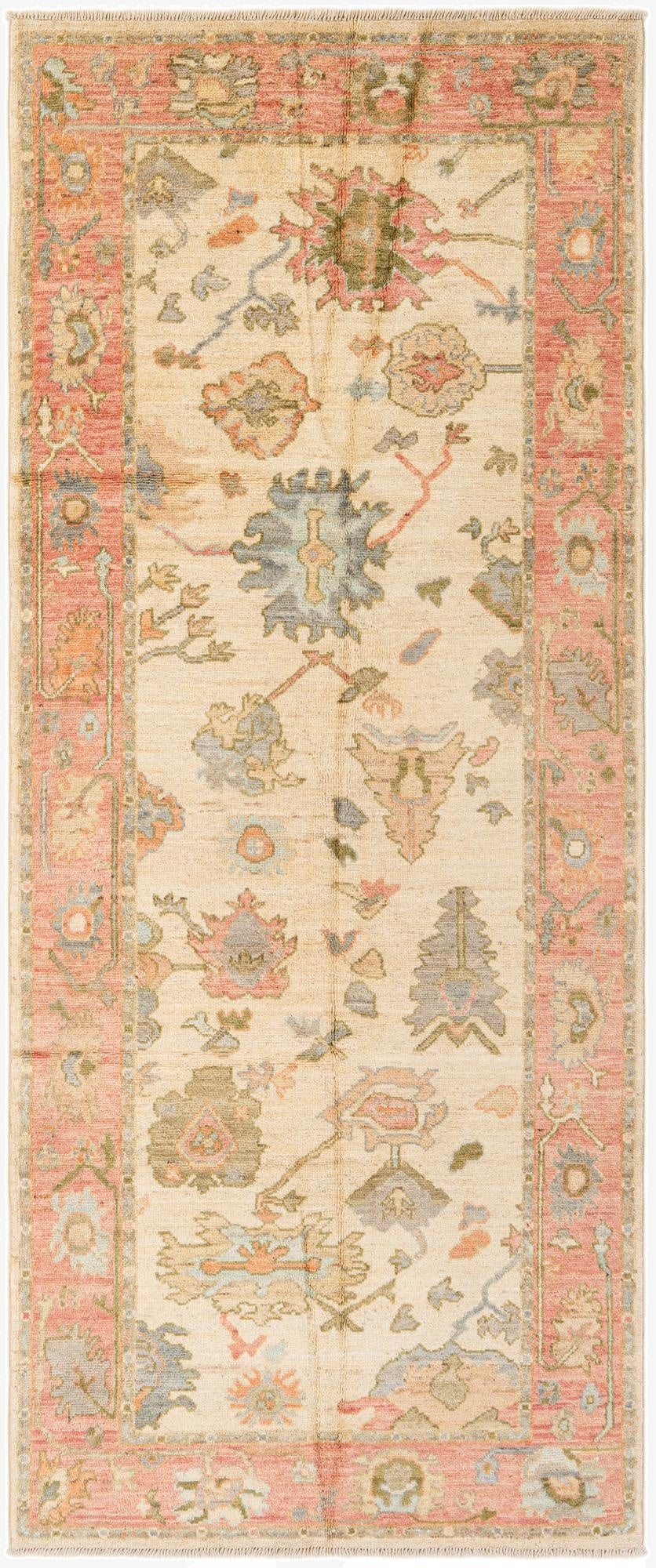  4' 2 x 9' 11  Hand Knotted Oushak Wool Runner Rug