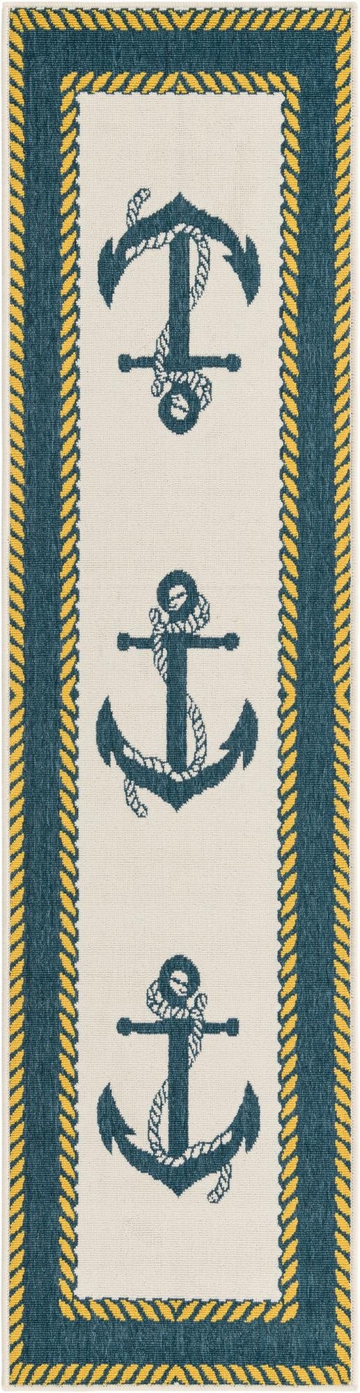  2' x 8'  Washable Coastal Indoor / Outdoor Runner Rug