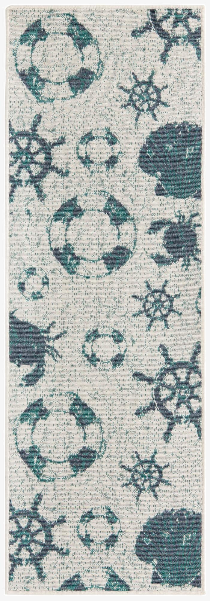  2' x 6'  Washable Coastal Indoor / Outdoor Runner Rug