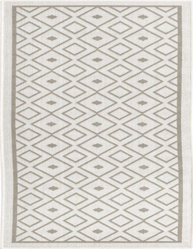 A 6 Ft runner rug featuring an ivory background with a repeating light gray Scandinavian geometric diamond pattern, suitable for a hallway or kitchen.