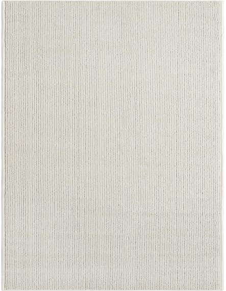 A 12 ft runner rug in a solid ivory and cream color, featuring a flat, textured weave suitable for hallways or patios.