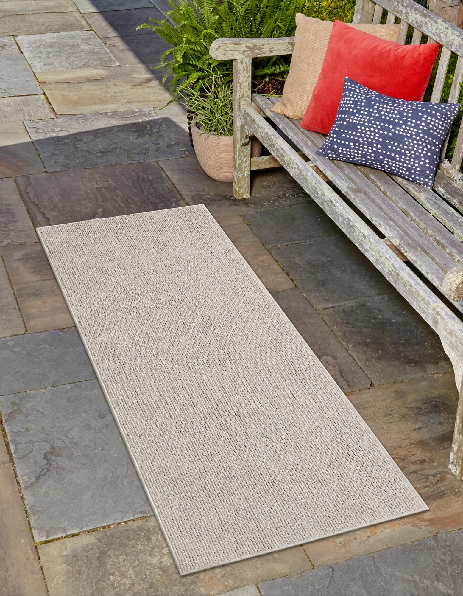 Ivory 2' 7 x 12' Solid Indoor / Outdoor Runner Rug | Rugs.com