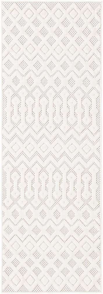 Ivory 2' x 6' Trellis Textured Indoor / Outdoor Runner Rug | Rugs.com