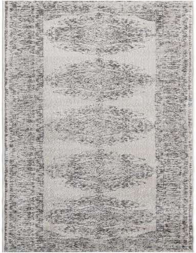 A 14 ft runner rug in ivory and cream with a distressed traditional medallion pattern, ideal for a hallway.
