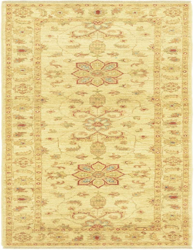 A 6 ft runner rug with an ivory background, featuring a traditional botanical and floral pattern in muted reds, blues, and golds.