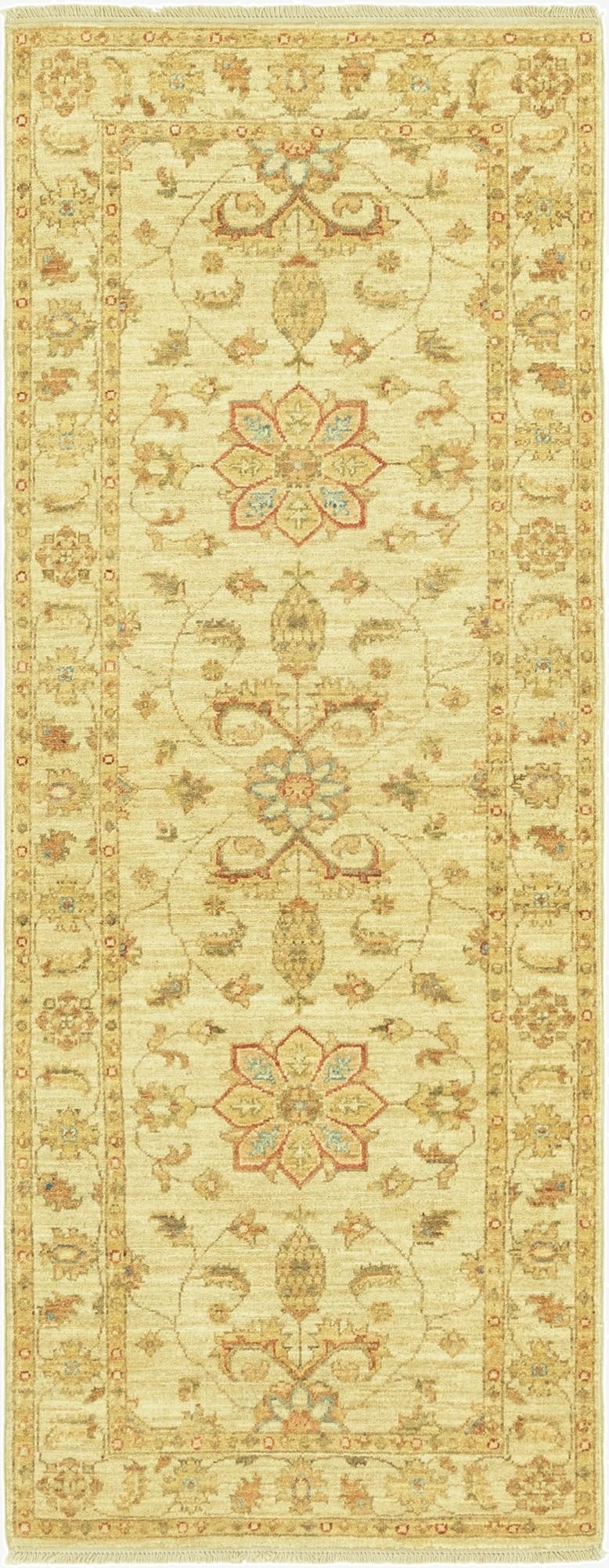 2' 6 x 6' 6  Hand Knotted Peshawar Ziegler Runner Rug
