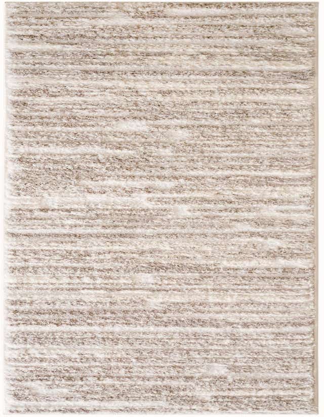 A 6 ft runner rug from the Sepia collection, featuring a modern abstract pattern in ivories, creams, and whites, with a textured medium pile.