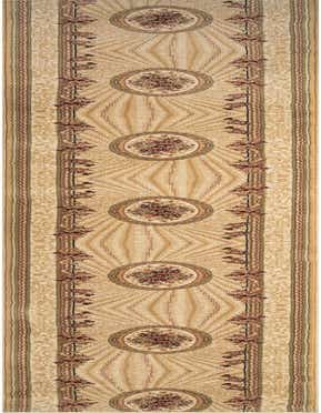 A long, traditional Shahmir Palace Runner rug in ivory and cream, featuring botanical medallions and a decorative border, perfect for a hallway.