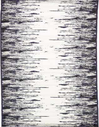 A 13 ft runner rug from the Sydney collection, featuring an abstract stripe pattern in ivory and dark blue, ideal for hallways.