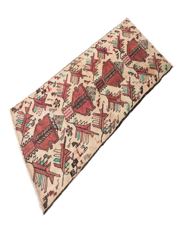 Detail image of  2' 4 x 5' 2  Hand Knotted Ultra Vintage Persian Wool Runner Rug