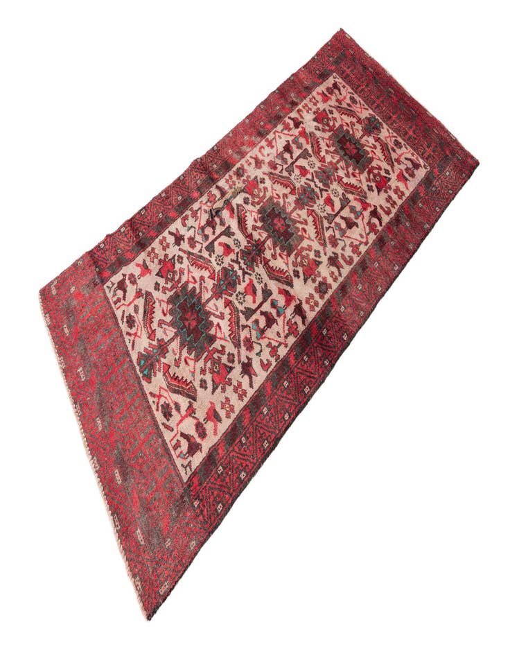 Detail image of  2' 9 x 5' 8  Hand Knotted Ultra Vintage Persian Wool Runner Rug