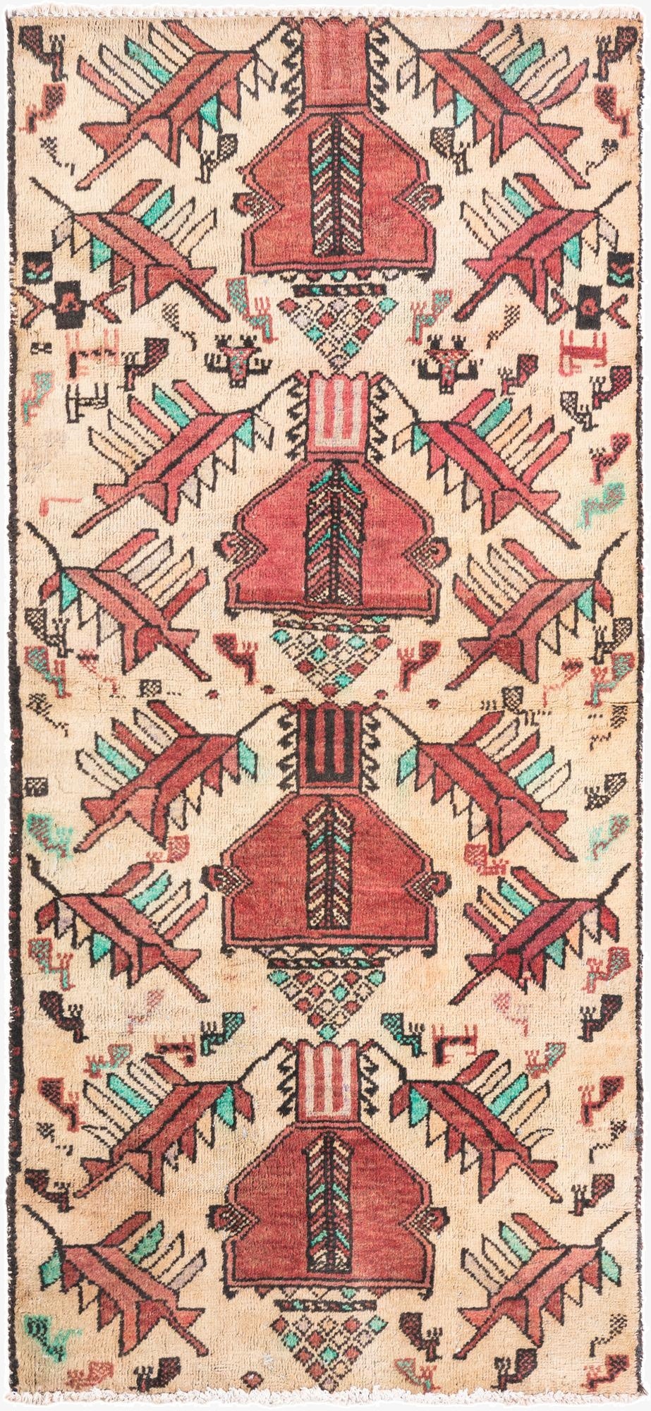  2' 4 x 5' 2  Hand Knotted Ultra Vintage Persian Wool Runner Rug