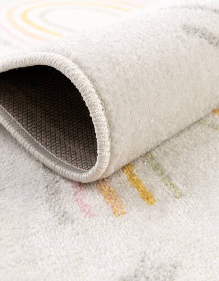 Detail image of  2' 2 x 6' Clouds and Rainbows Whimsy Kids Runner Rug