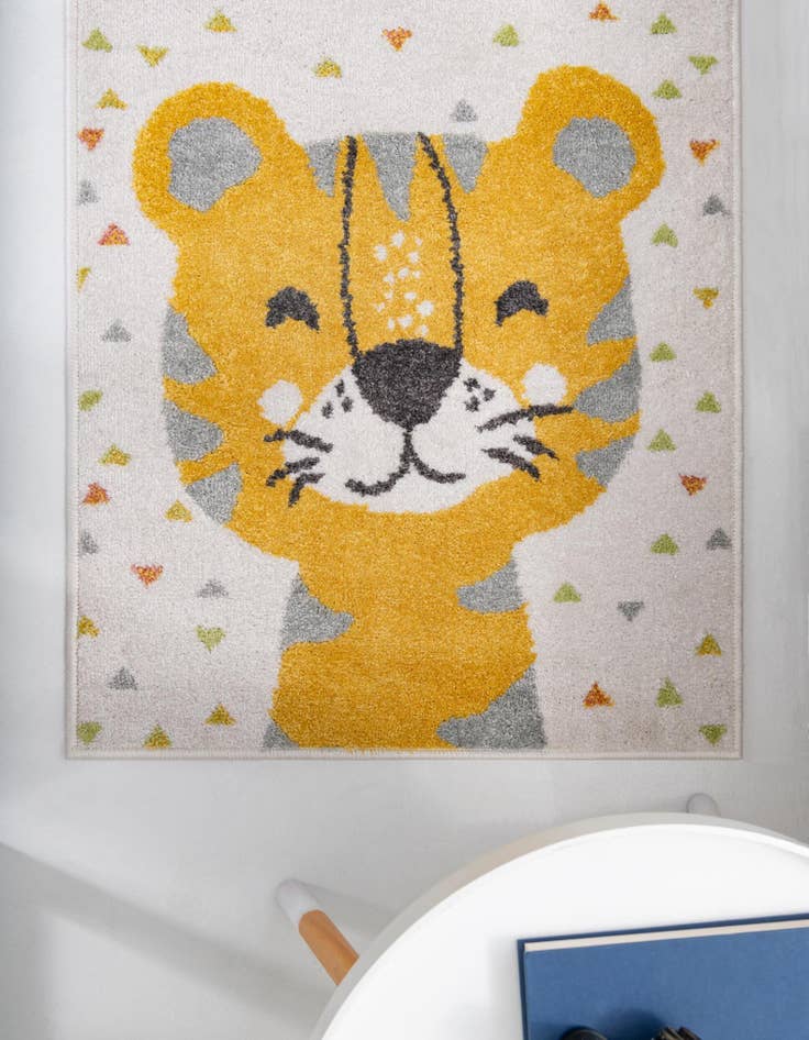 Detail image of  2' 2 x 4' Tiger Whimsy Kids Runner Rug