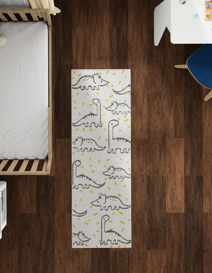 Detail image of  2' 2 x 5' 1 Dinosaur Whimsy Kids Runner Rug