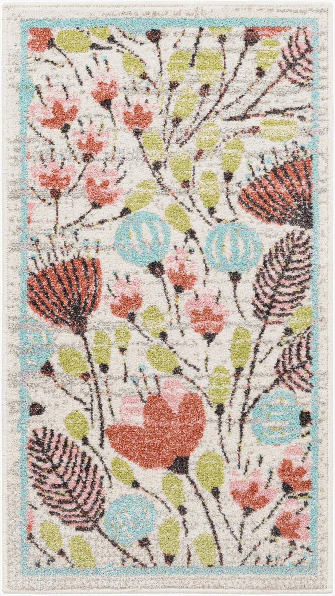  2' 2 x 4' Flowers Whimsy Kids Runner Rug