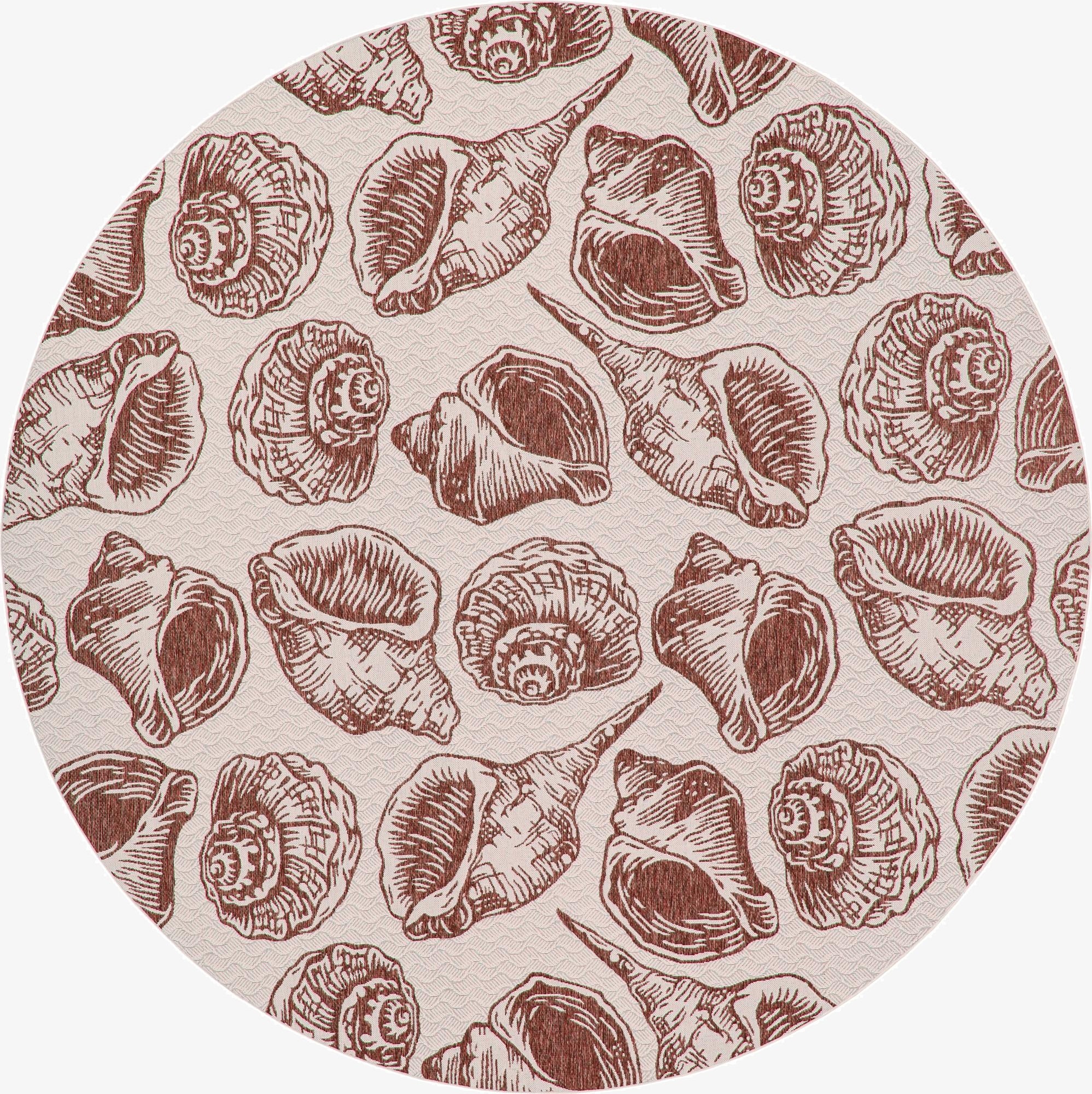  13' x 13'  Washable Coastal Indoor / Outdoor Round Rug