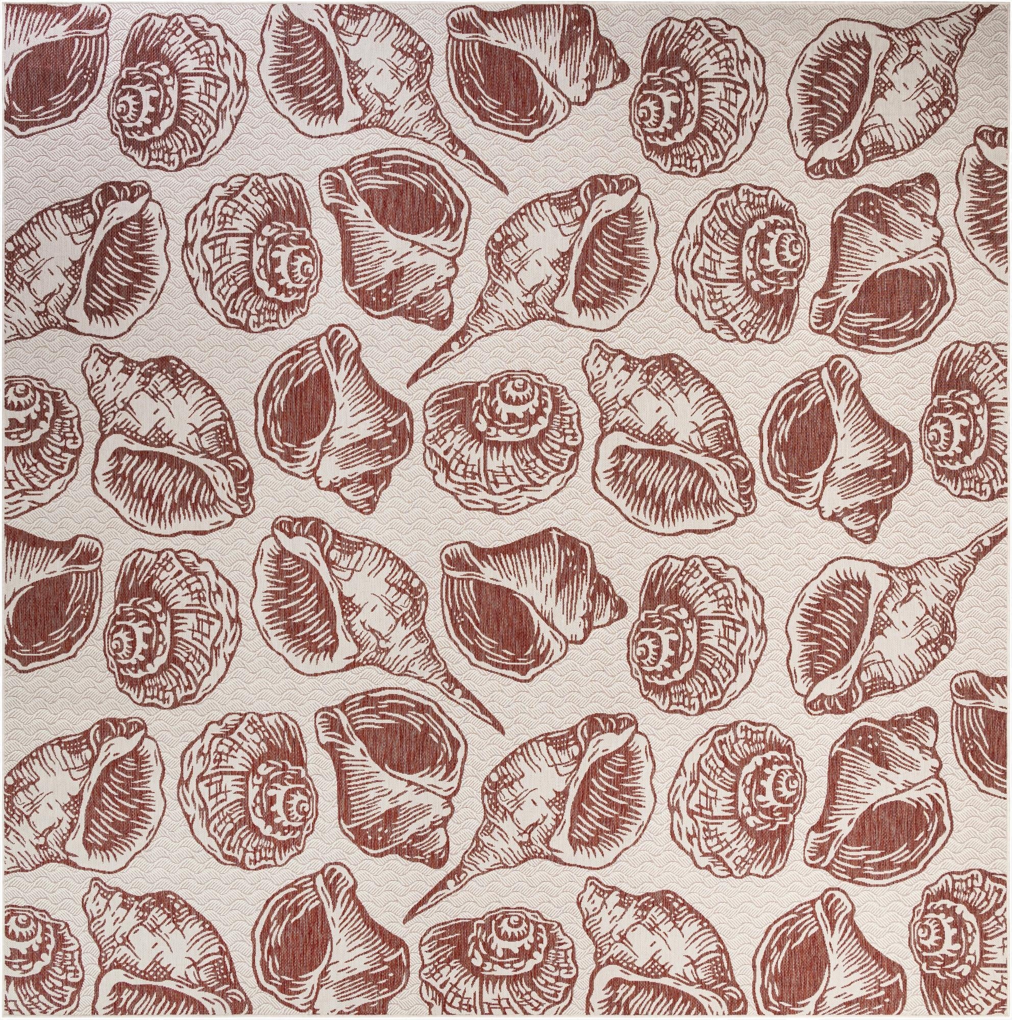  13' x 13'  Washable Coastal Indoor / Outdoor Square Rug