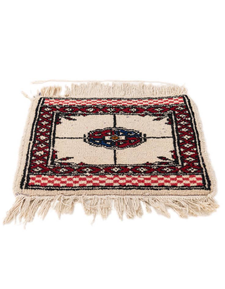 Detail image of  1' x 1' 2  Hand Knotted Afghan Akhche Wool Square Rug