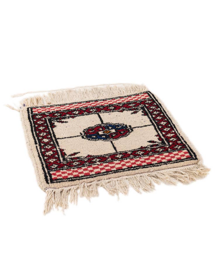 Detail image of  1' x 1' 2  Hand Knotted Afghan Akhche Wool Square Rug