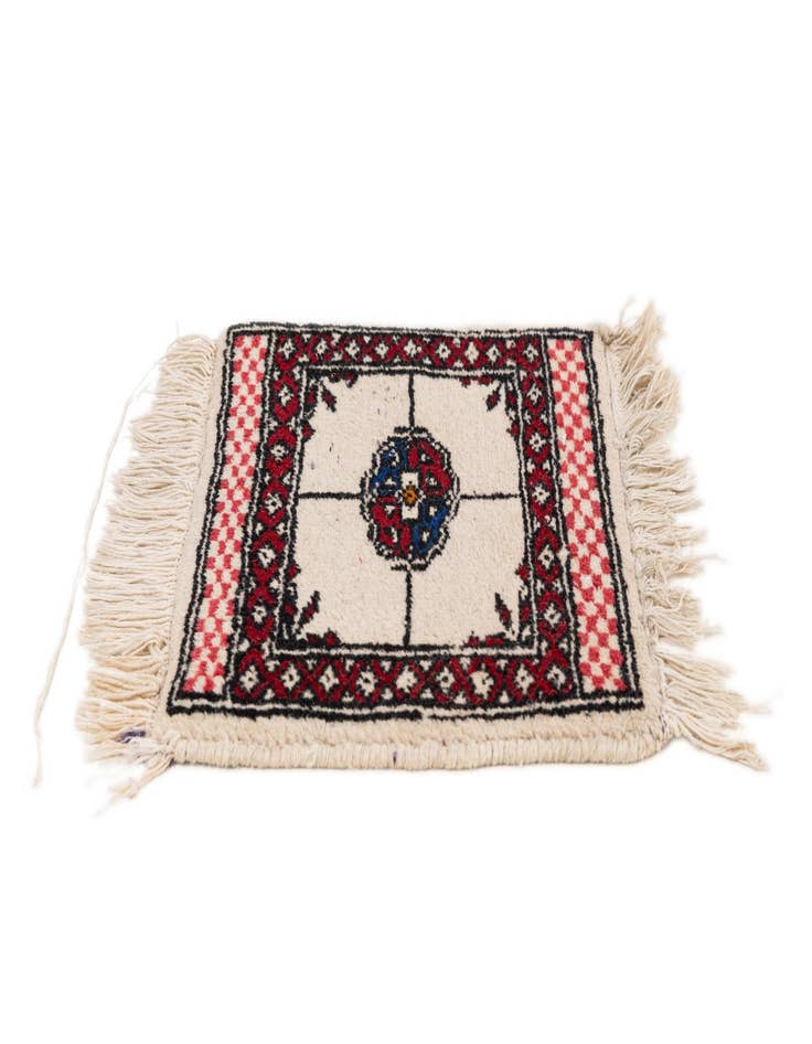 Detail image of  1' x 1' 2  Hand Knotted Afghan Akhche Wool Square Rug