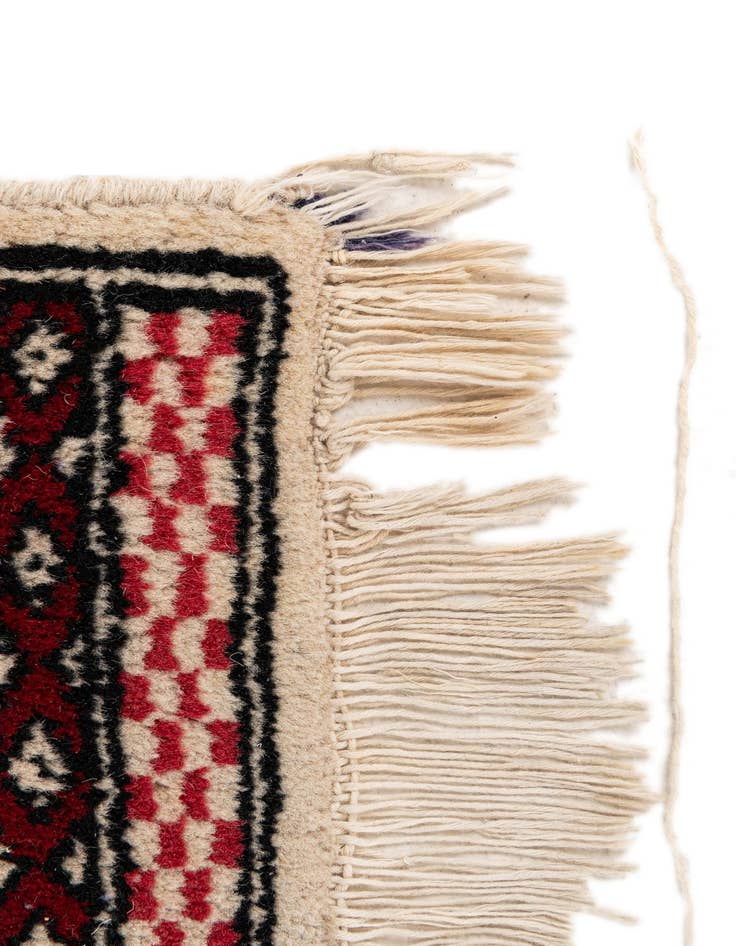 Detail image of  1' x 1' 2  Hand Knotted Afghan Akhche Wool Square Rug