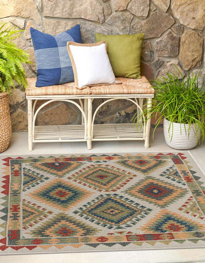 Ivory 7' 10 x 7' 10 Baja Indoor / Outdoor Square Rug | Rugs.com
