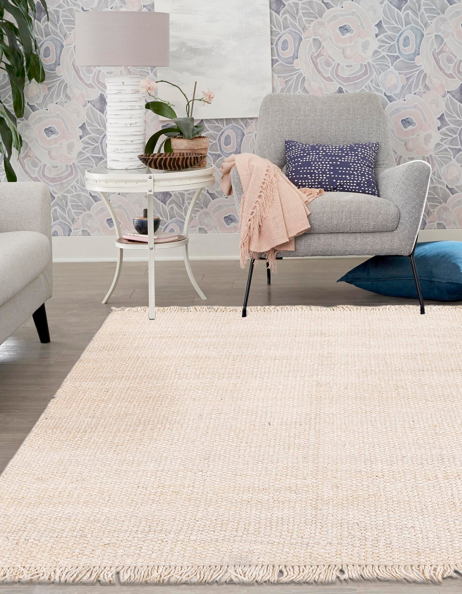 Ivory 10' x 10' Hand Woven Chunky Jute Square Rug | Rugs.com