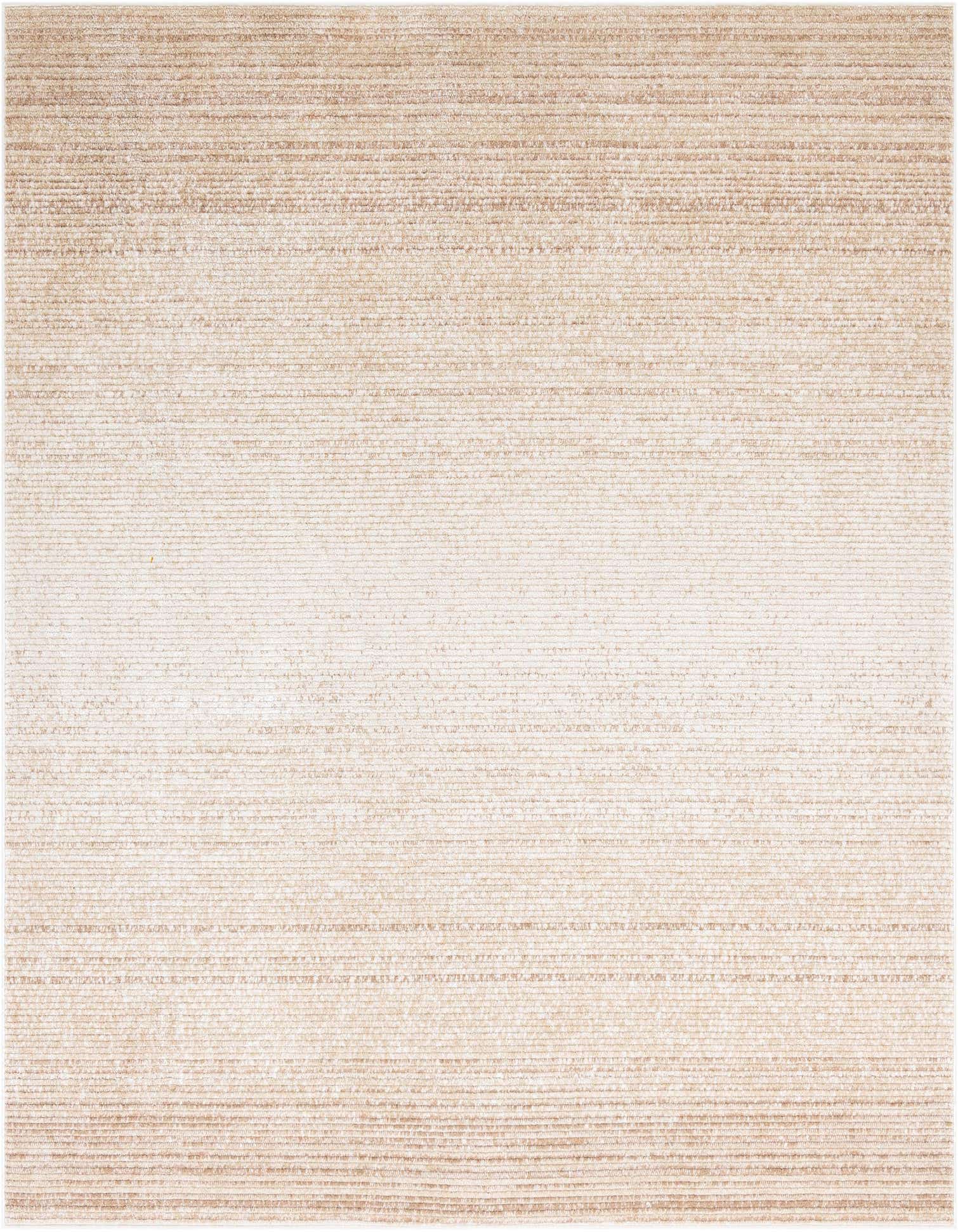 A 7' 10 x 7' 10 square ivory and cream polypropylene area rug with a subtle textured stripe pattern.