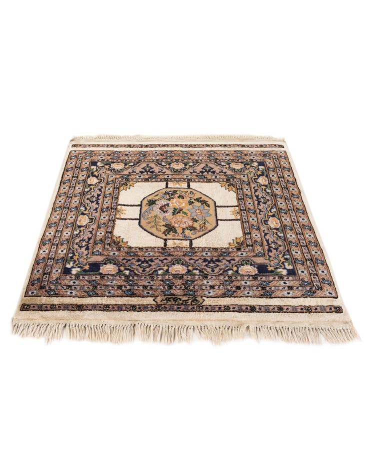 Detail image of  2' 11 x 3'  Hand Knotted Kashmir Oriental Square Rug