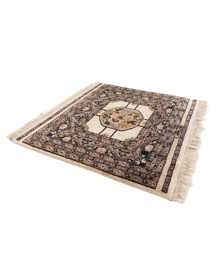 Detail image of  2' 11 x 3'  Hand Knotted Kashmir Oriental Square Rug