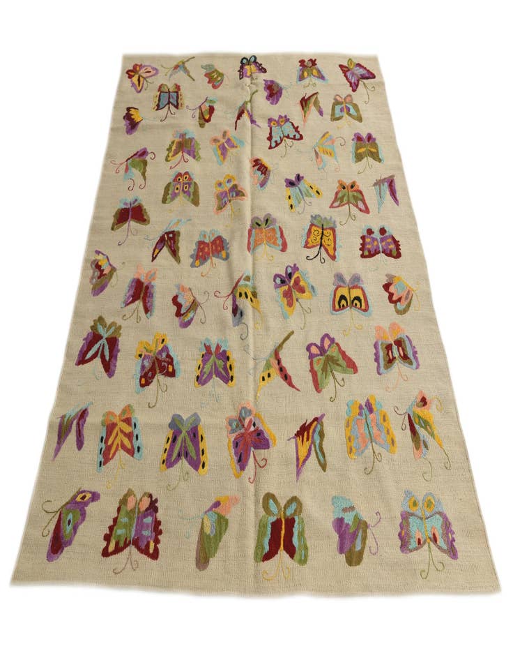 Detail image of  5' 2 x 6' 5  Hand Woven Kilim Suzani Wool Square Rug