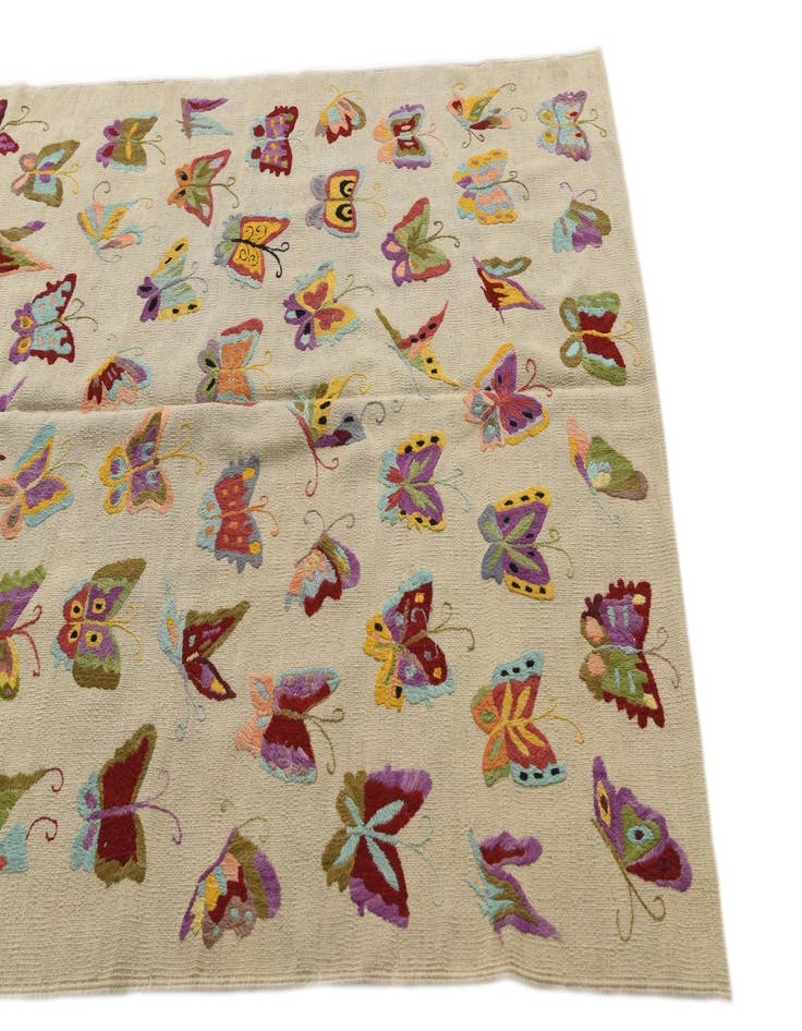 Detail image of  5' 2 x 6' 5  Hand Woven Kilim Suzani Wool Square Rug